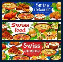 schweizerisch Essen Küche Vektor Restaurant Mahlzeiten Banner
