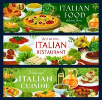 italiensk mat restaurang traditionell maträtter banderoller vektor