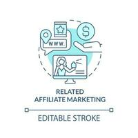 verbunden Affiliate Marketing Türkis Konzept Symbol. Ihre Nische. Beförderung Programm abstrakt Idee dünn Linie Illustration. isoliert Gliederung Zeichnung. editierbar Schlaganfall vektor