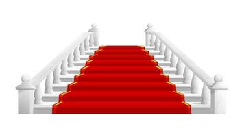 slott trappa, marmor trappa med röd matta vektor