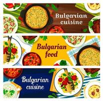 bulgarian kök måltider, maträtter, mat meny banderoller vektor