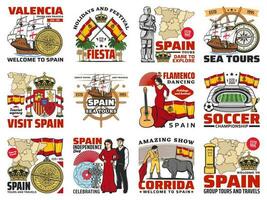 Spanien reisen, Spanisch Kultur und Geschichte Symbole vektor