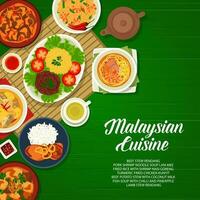 malaysisch Essen Speisekarte Abdeckung, Restaurant Küche Gericht vektor