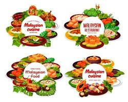 malaysiska kök runda affischer, asiatisk mat vektor
