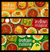 Vektorbanner für Restaurantmahlzeiten der indischen Küche vektor