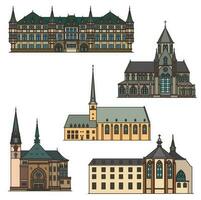 luxemburg resa landmärken, arkitektur byggnad vektor