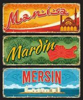 Mersin, Mardin, Manis Truthahn il Provinz Platten vektor