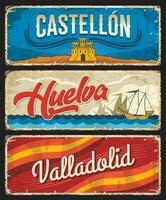 castellon, huelva och valladolid provins tecken vektor