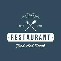 retro Restaurant emblem.logo Design Besteck Vorlage und Hand gezeichnet Jahrgang Stil Restaurant Typografie. vektor