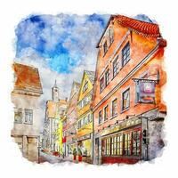 Öringen Deutschland Aquarell skizzieren Hand gezeichnet Illustration vektor