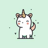 ein wunderlich und charmant Logo Illustration mit ein süß kawaii Einhorn, perfekt zum ein Kinder- Marke oder ein magisches Thema Produkt vektor