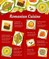 rumänska kök restaurang meny sida mall vektor