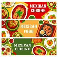 Mexikaner Essen Banner, Mexiko Küche Speisekarte Geschirr vektor