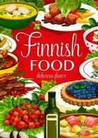 finnisch Küche Mahlzeiten Poster, Finnland Essen Geschirr vektor
