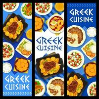 grekisk kök vektor banderoller, mat av grekland