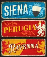 Siena, Perugia und Ravenna Italienisch Reise Aufkleber vektor