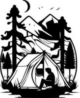 Camping, schwarz und Weiß Vektor Illustration