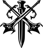 korsade svärd - minimalistisk och platt logotyp - vektor illustration