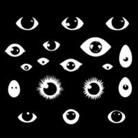 ögon, svart och vit vektor illustration