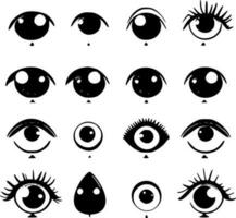 ögon, svart och vit vektor illustration