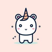 ein wunderlich und charmant Logo Illustration mit ein süß kawaii Einhorn, perfekt zum ein Kinder- Marke oder ein magisches Thema Produkt vektor