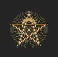esoterisch und Okkulte Pentagramm astrologisch Amulett vektor