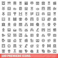 100 Premiere Symbole Satz, Gliederung Stil vektor