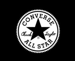 samtala Allt stjärna varumärke skor logotyp vit symbol design vektor illustration med svart bakgrund