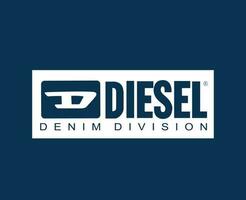 Diesel Marke Kleider Logo Symbol Weiß Design Luxus Mode Vektor Illustration mit Blau Hintergrund