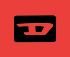 diesel varumärke logotyp symbol svart design lyx kläder mode vektor illustration med röd bakgrund