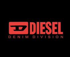 Diesel Logo Marke Symbol mit Name rot Design Luxus Kleider Mode Vektor Illustration mit schwarz Hintergrund