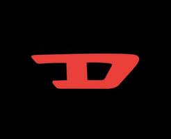 diesel logotyp symbol varumärke röd design lyx kläder mode vektor illustration med svart bakgrund