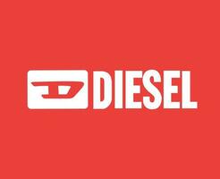 diesel logotyp varumärke symbol vit design lyx kläder mode vektor illustration med röd bakgrund
