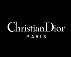 kristen dior paris logotyp varumärke kläder symbol vit design lyx mode vektor illustration med svart bakgrund