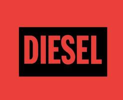 diesel logotyp varumärke symbol namn svart design lyx kläder mode vektor illustration med röd bakgrund