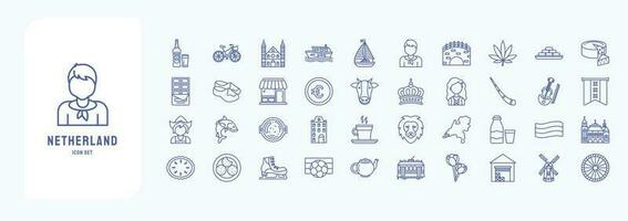 Nederländerna, Inklusive ikoner tycka om öl, cykel, kanal, båt och Mer vektor