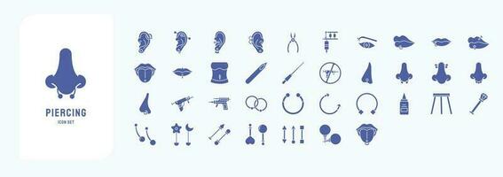 Sammlung von Symbole verbunden zu Piercing, einschließlich Symbole mögen Ohr Piercing, Nase, Ring und Mehr vektor