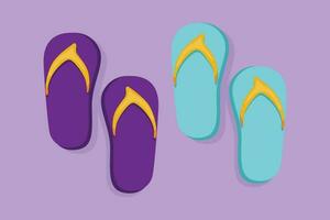 Charakter eben Zeichnung stilisiert Flip Flops Symbol. modern bunt Sommer- Flip Flops zum Strand Urlaub oder Urlaub. Strand Sandalen Logo Vorlage Etikette Flyer Symbol. Karikatur Design Vektor Illustration