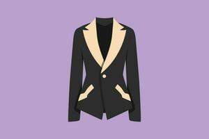 Grafik eben Design Zeichnung stilisiert weiblich Blazer Logotyp. Frauen Blazer oder Jacke Symbol. Basic Kleider im Geschäft Stil. Kleid Mantel. Geschäft Kleidung. Frau tragen. Karikatur Stil Vektor Illustration