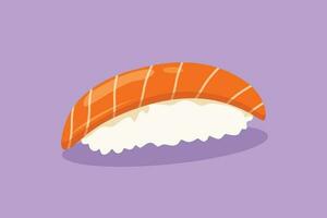 karaktär platt teckning av färsk utsökt japansk nigiri sushi bar restaurang logotyp emblem. japan hav mat affär logotyp mall för Kafé eller mat leverans service. tecknad serie design vektor illustration