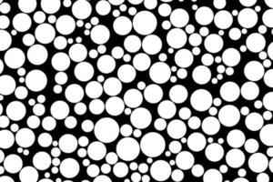 vektor bakgrund av vit slumpmässig storlek cirklar på svart bakgrund. kaotisk cirkel mönster grunge textur.
