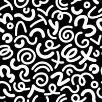 schwarz und Weiß abstrakt Gekritzel nahtlos Muster. 90er Jahre Gekritzel Spaß Kringel Stil abstrakt Muster vektor