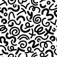 Spaß Kringel schwarz und Weiß abstrakt Linie Gekritzel nahtlos Muster. 90er Jahre Gekritzel Stil schick nahtlos Muster vektor