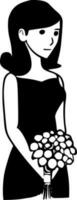 Brautjungfer - - schwarz und Weiß isoliert Symbol - - Vektor Illustration