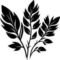 löv - svart och vit isolerat ikon - vektor illustration
