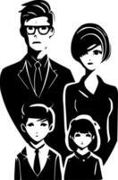 familj, svart och vit vektor illustration