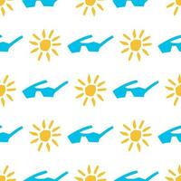 sömlös mönster med Sol och solglasögon illustration i skärande stil på vit vektor