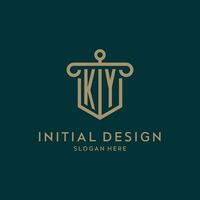 ky Monogramm Initiale Logo Design mit Schild und Säule gestalten Stil vektor