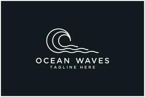 Ozean Welle Monoline Logo vektor