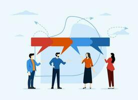 partnerskap eller samarbete begrepp, konversation eller kommunikation för Framgång, diskussion möte för svar eller lösningar, arbetssätt tillsammans, företag människor talande med kontursåg gemensam konversation vektor
